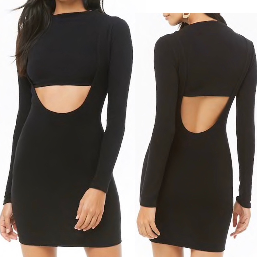NWT High Neck Cut Out Black Mini Dress
